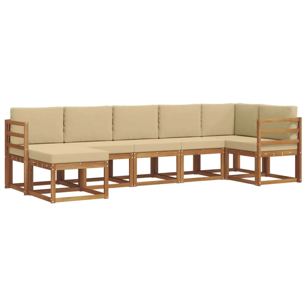 Set di divani da esterno con cuscino 7 pcs Naturale e Beige 3366696