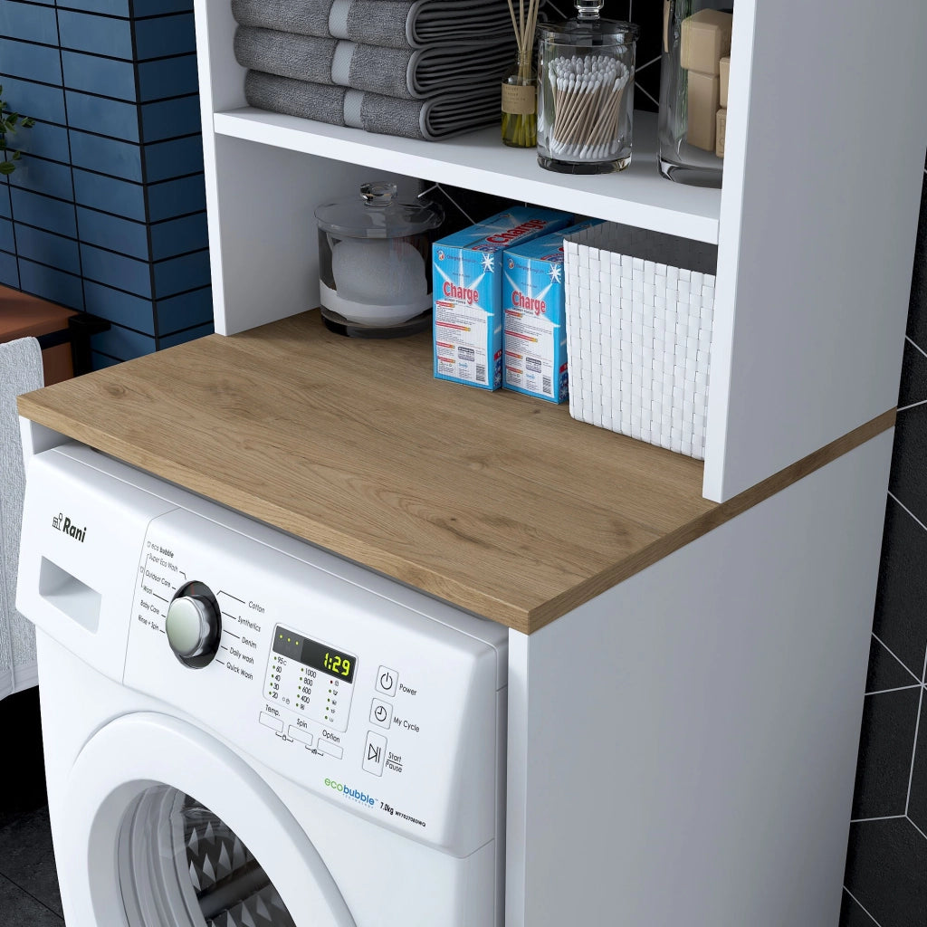 Mobile per lavatrice in legno "Kado" - 65 x 60 x 183 cm - Bianco