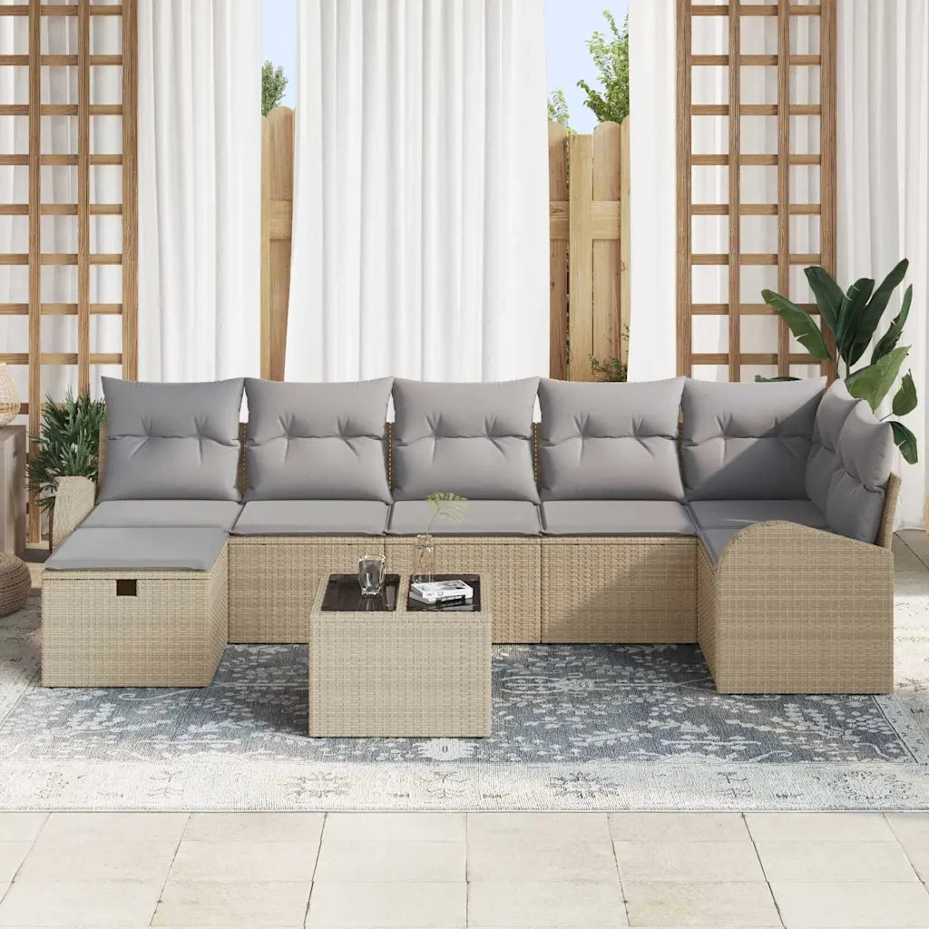 Set di divani con cuscino Beige e Grigio Chiaro polyrattan 3359109