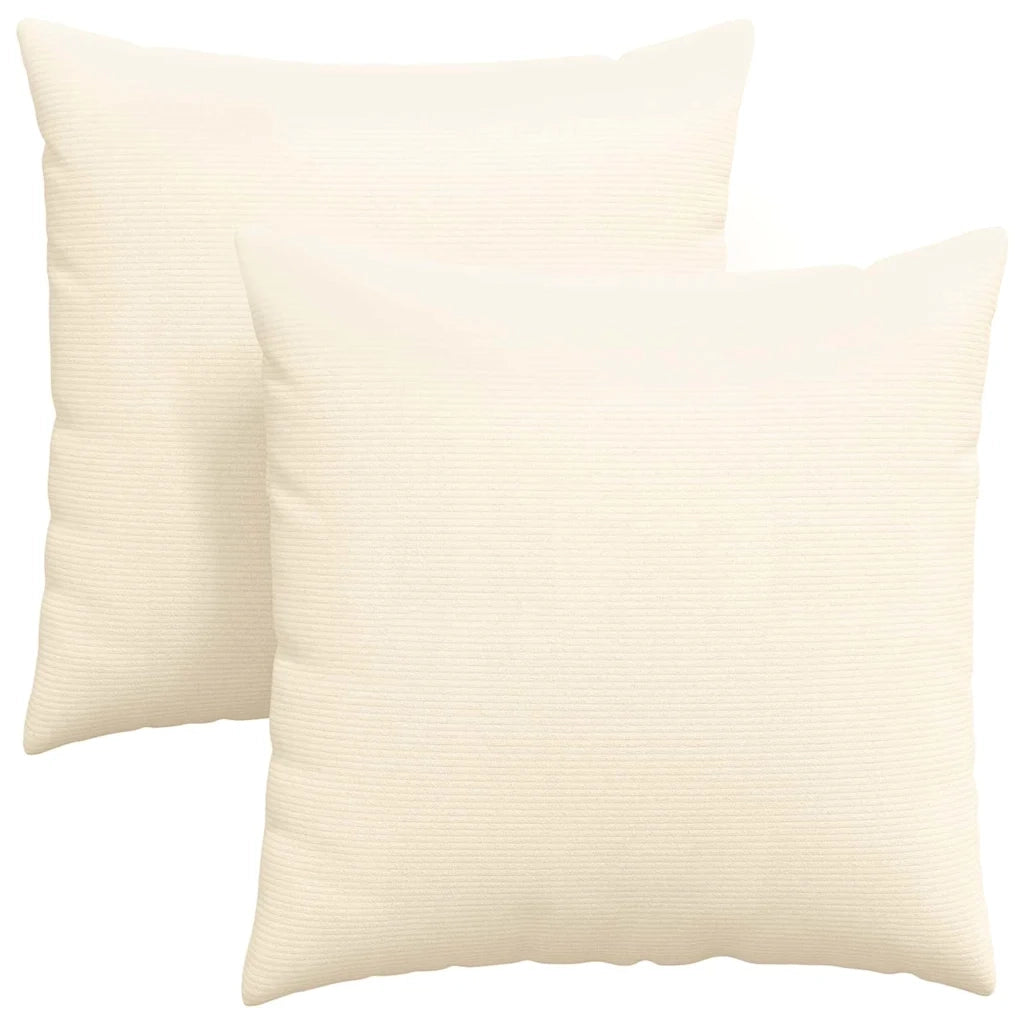 Cuscini da Divano 2 pz-Set di 2 Cuscini per Sofa Crema 80 x 80 cm Tessuto in Cords 312948