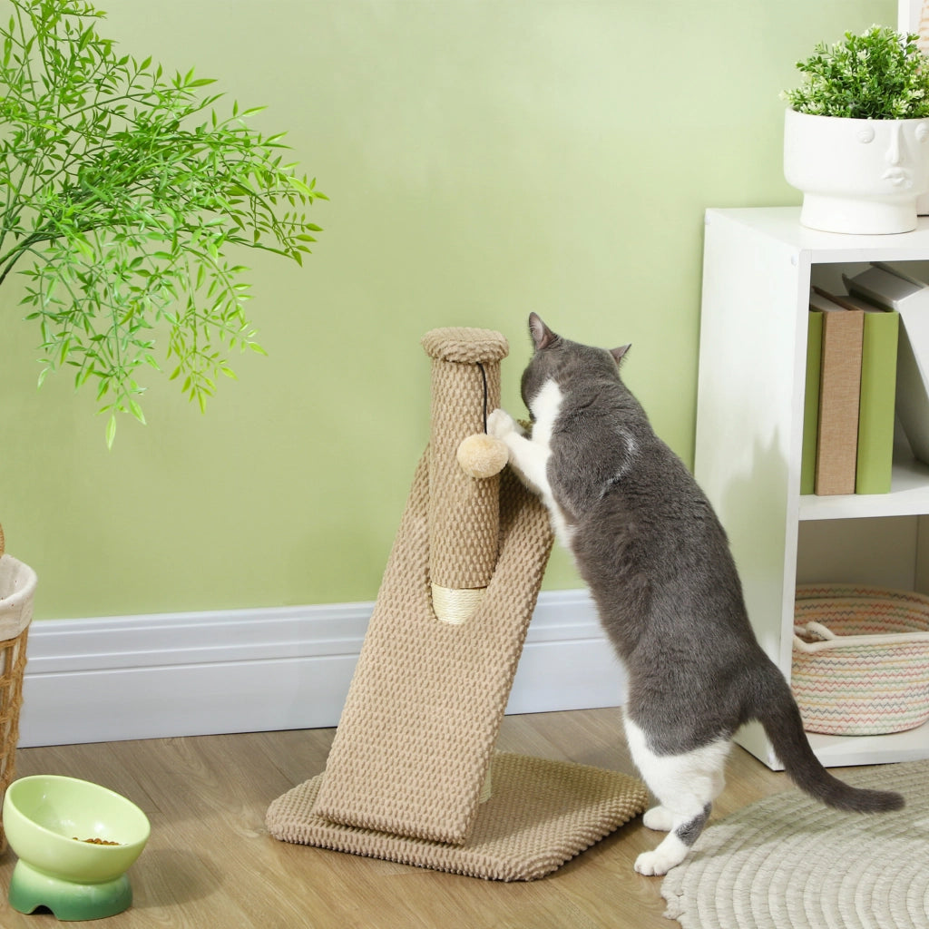 Tiragraffi per Gatti con Palla e Struttura in Sisal ¨C Minimal ¨C Marrone Chiaro 54 cm