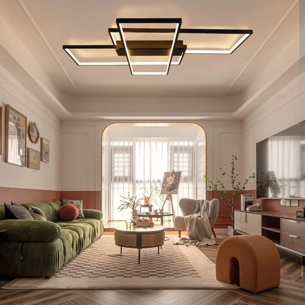 ZMH Lampada da soffitto LED moderna geometrica rettangolare 100cm per soggiorno camera