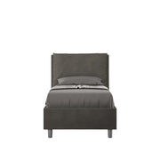 BS COM Letto singolo con rete imbottito 90x210 microfibra grigio