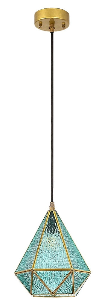 Lampada sospensione vintage oro vetro blu E14 Rabalux
