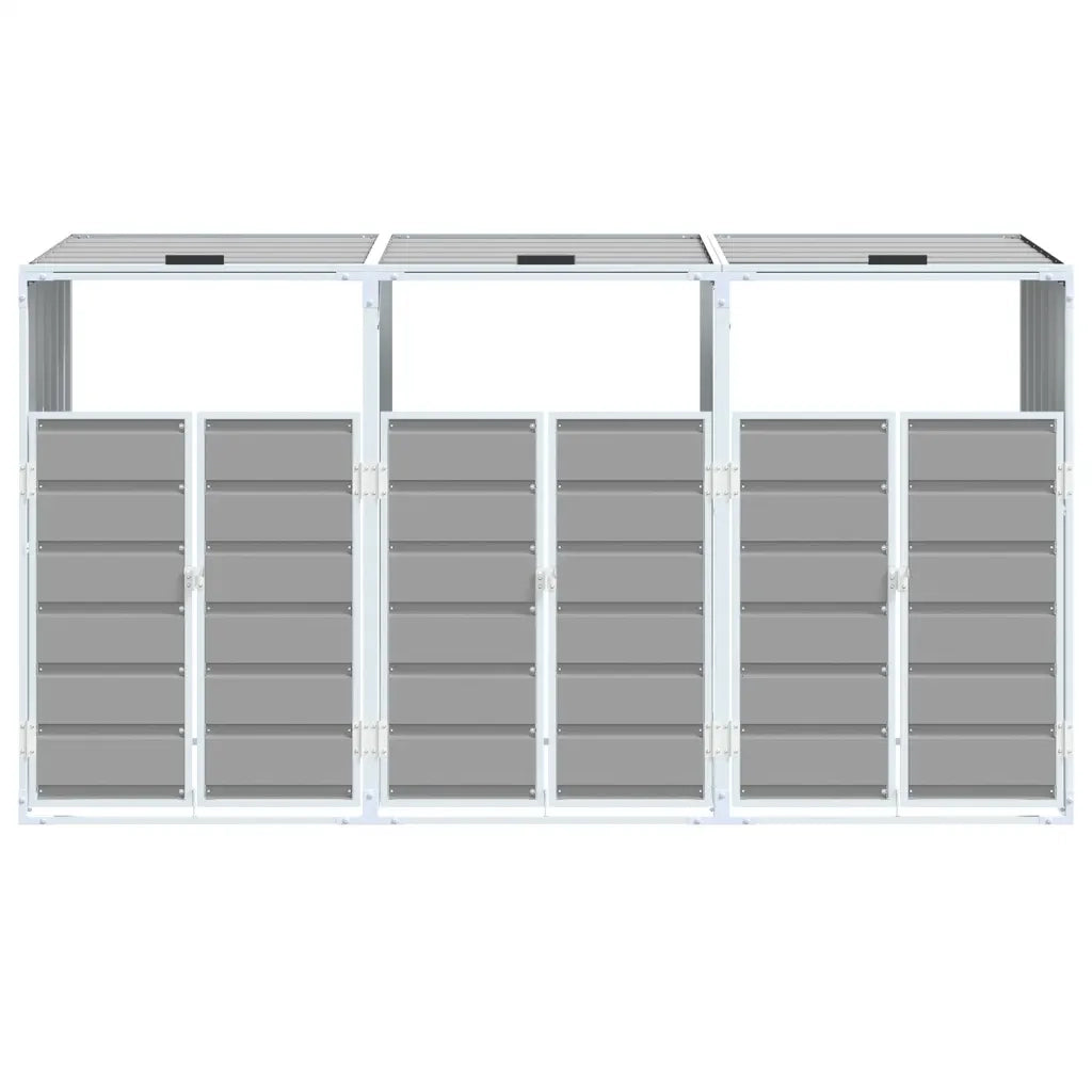 vidaXL Copribidone con Ruote per 3 Bidoni Grigio 216x81x115 cm Acciaio