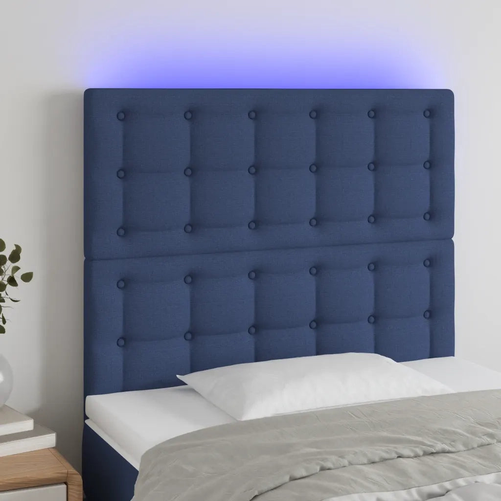 Testiera | Testata a LED Blu 90x5x118/128 cm in Tessuto