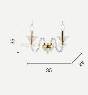 APPLIQUE TEBE 2 LUCI OTTANIO E CROMO ATTACCO E14 L.35CM