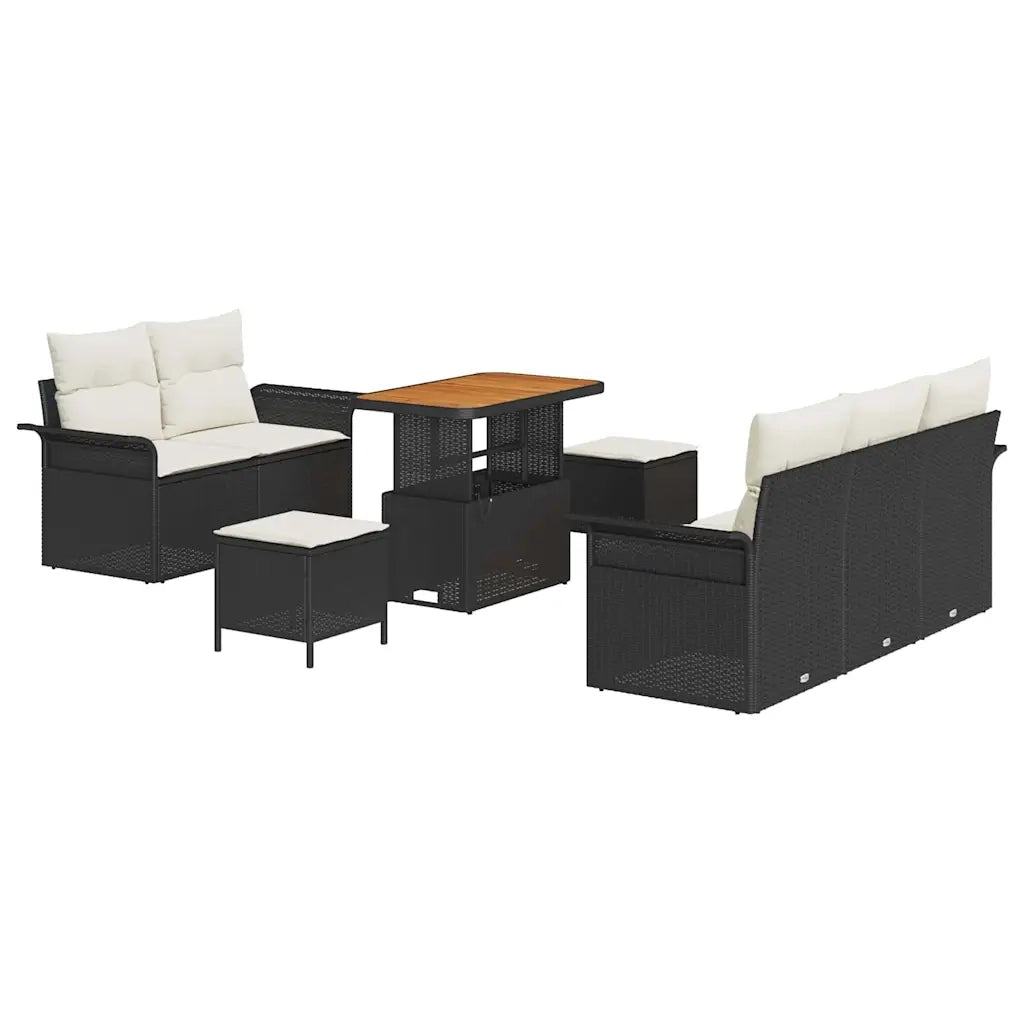 Set Divano da Giardino con cuscino 8 pcs Nero polyrattan 3362080