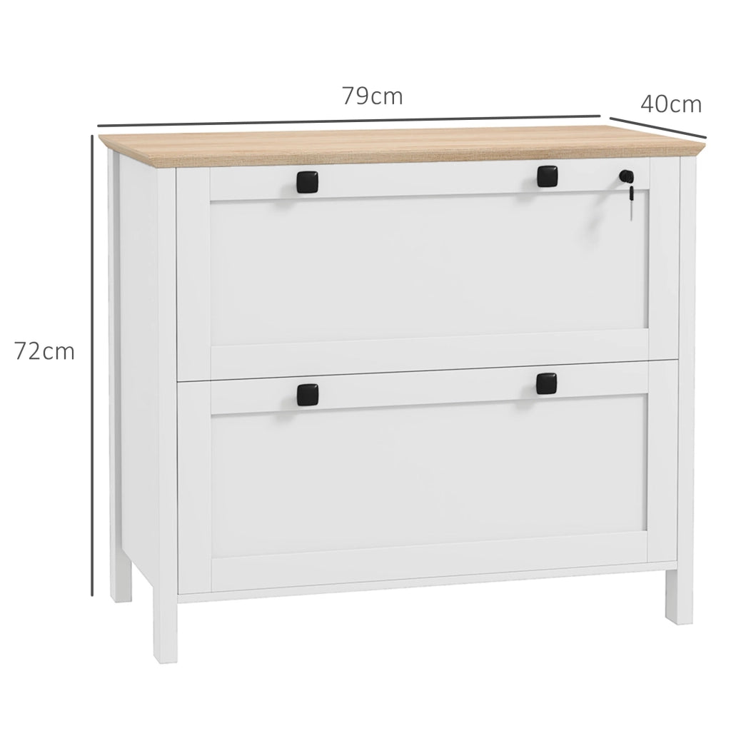 Cassettiera con 2 cassetti e appendiabiti ¨C Minimal ¨C 79x40x72 cm bianco e rovere