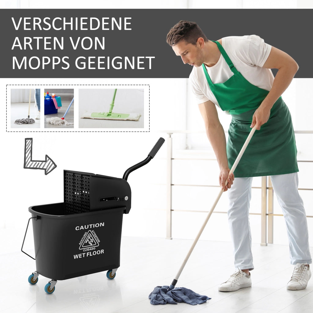 Secchio e Mop con Strizzatore ¨C zephmum ¨C Nero 20 L