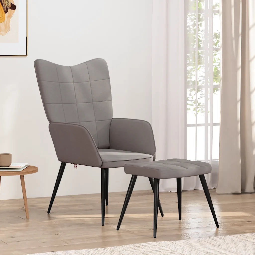 Sedia Relax con Sgabello Tortora in Tessuto 327961