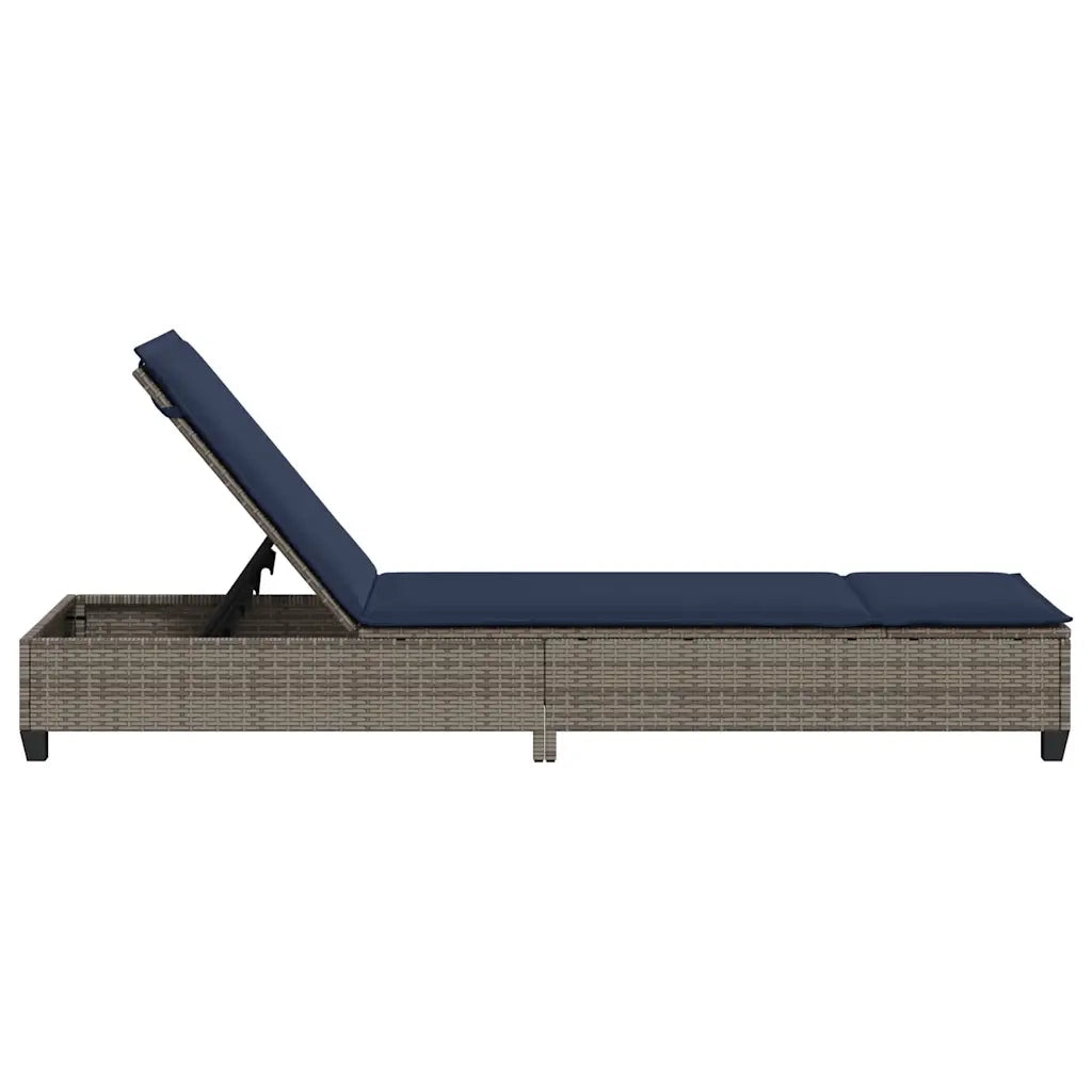 Lettino Prendisole con Cuscini Grigio 55x200x25,5cm Polyrattan 4104099