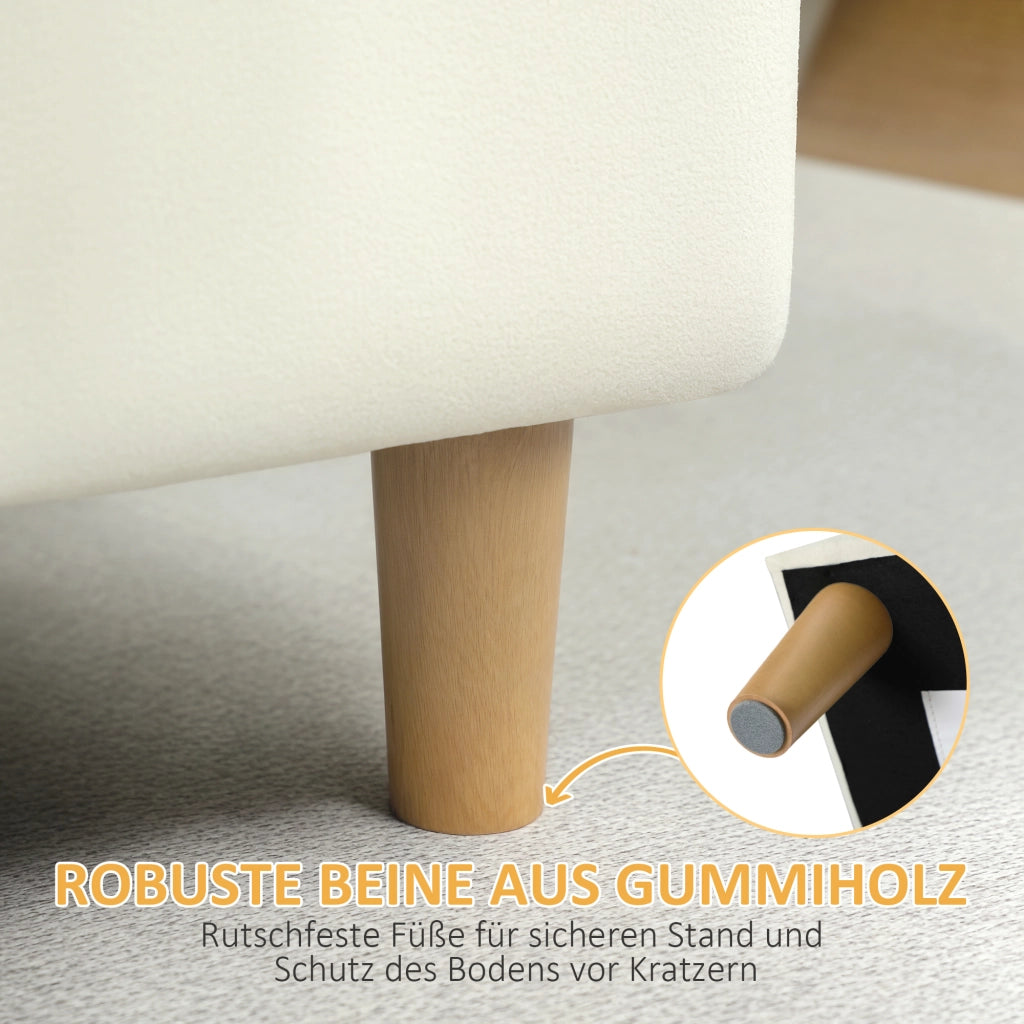 Pouf con contenitore e gambe in legno ¨C Minimal ¨C tessuto crema