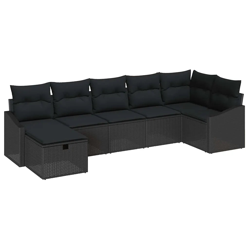Set di divani con cuscino con archiviazione Nero polyrattan 3359302