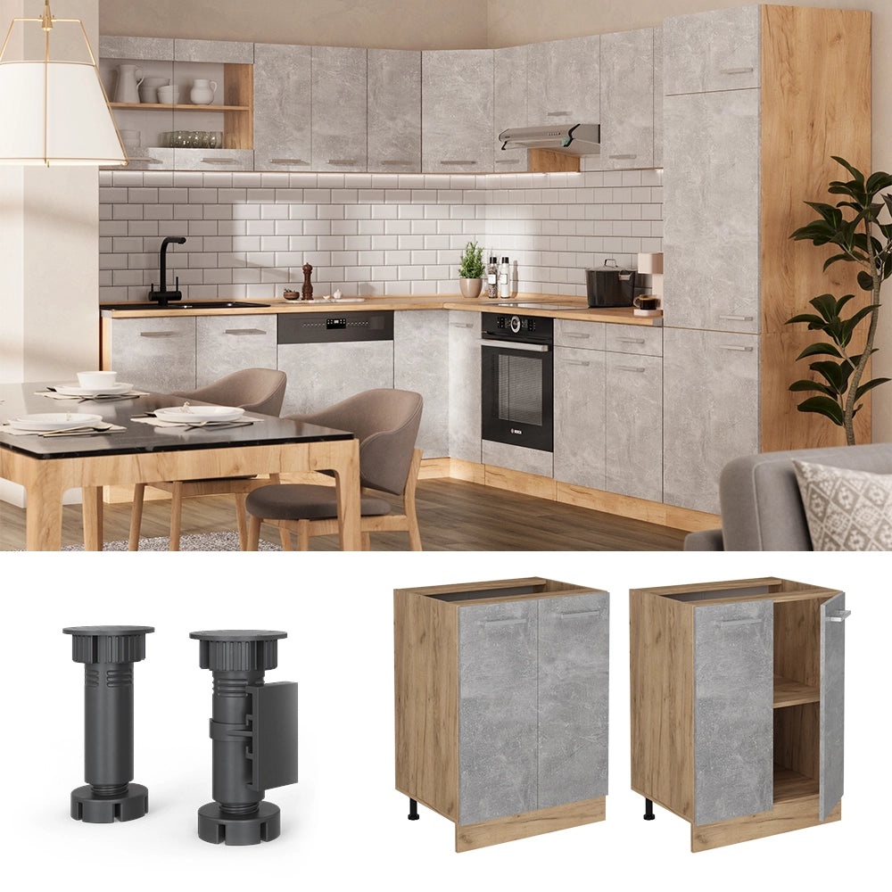 Vicco Mobiletto base cucina Calcestruzzo 60 cm , PL Antracite