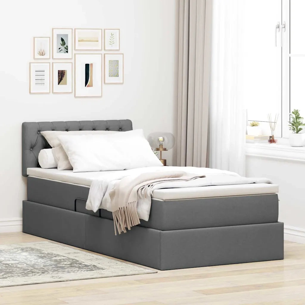 Letto con contenitore e materasso Grigio scuro 90 x 200 cm 3370546