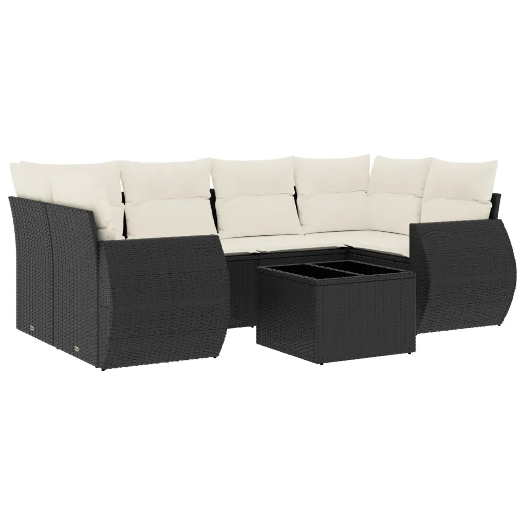 Set Divani da Giardino con Cuscini 7pz Nero Polyrattan 3221115