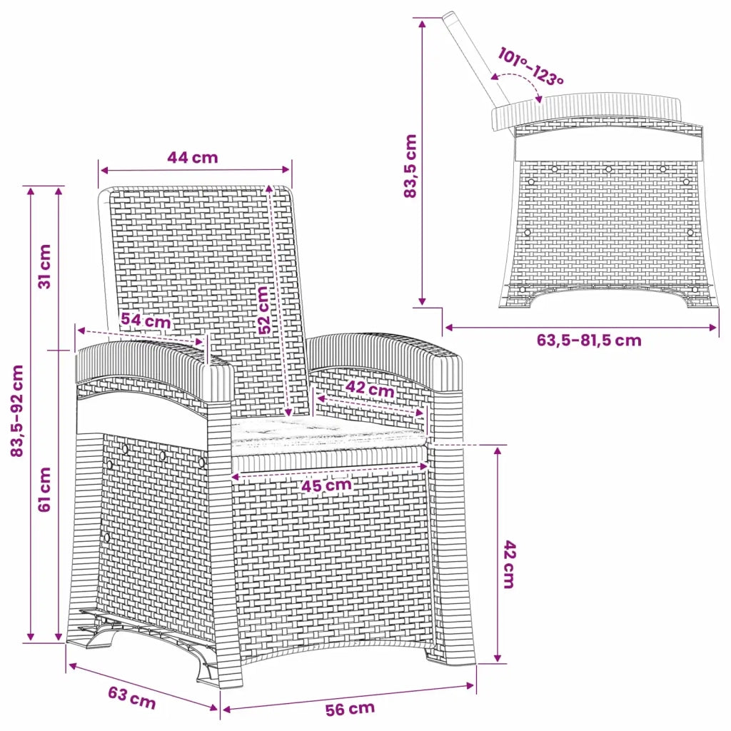 Sedia da giardino reclinabile effetto rattan 8012005