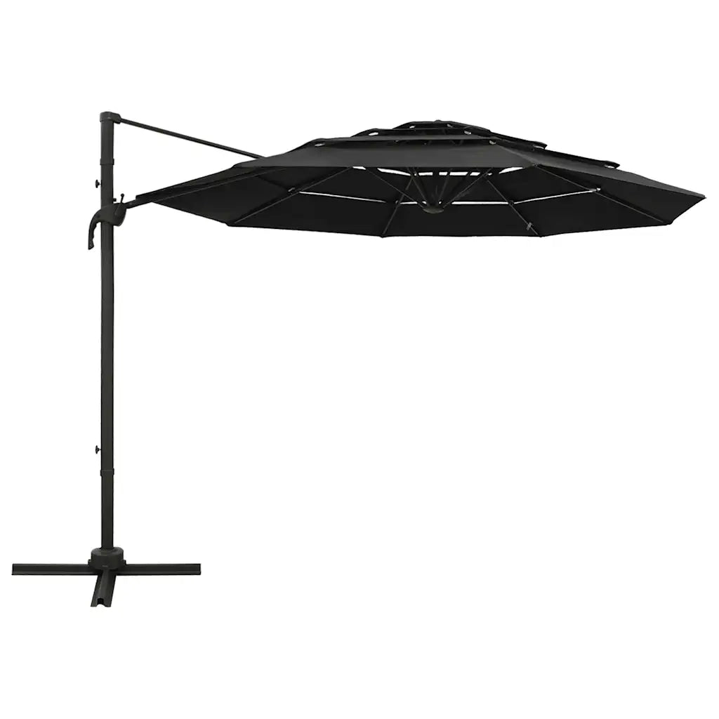 Ombrello | Parasolne a Sbalzo a 4 Livelli Palo in Alluminio 3x3 m Nero