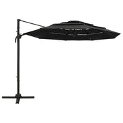 Ombrello | Parasolne a Sbalzo a 4 Livelli Palo in Alluminio 3x3 m Nero