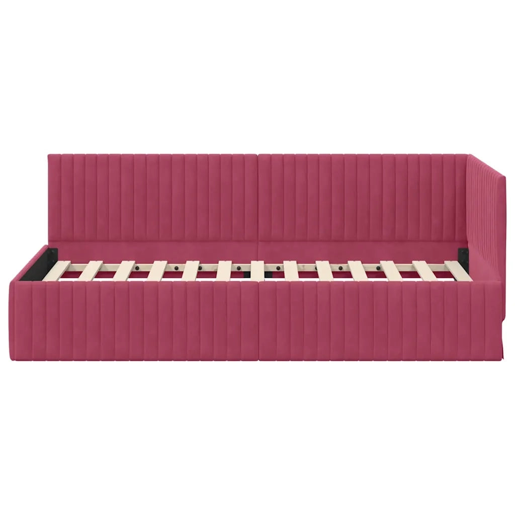 Cornice del letto ad angolo Rosso Vino 90 cm x 200 cm Velluto