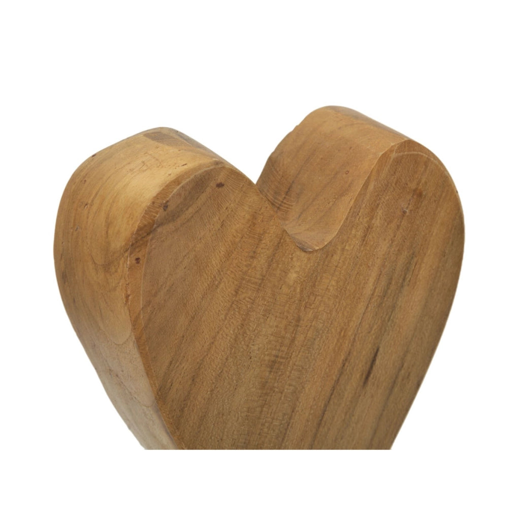 Scultura Cuore 10, Marrone, Legno, 10x10x25 cm