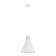 Lampada a sospensione ZERO bianca con legno 1xE27 Emibig