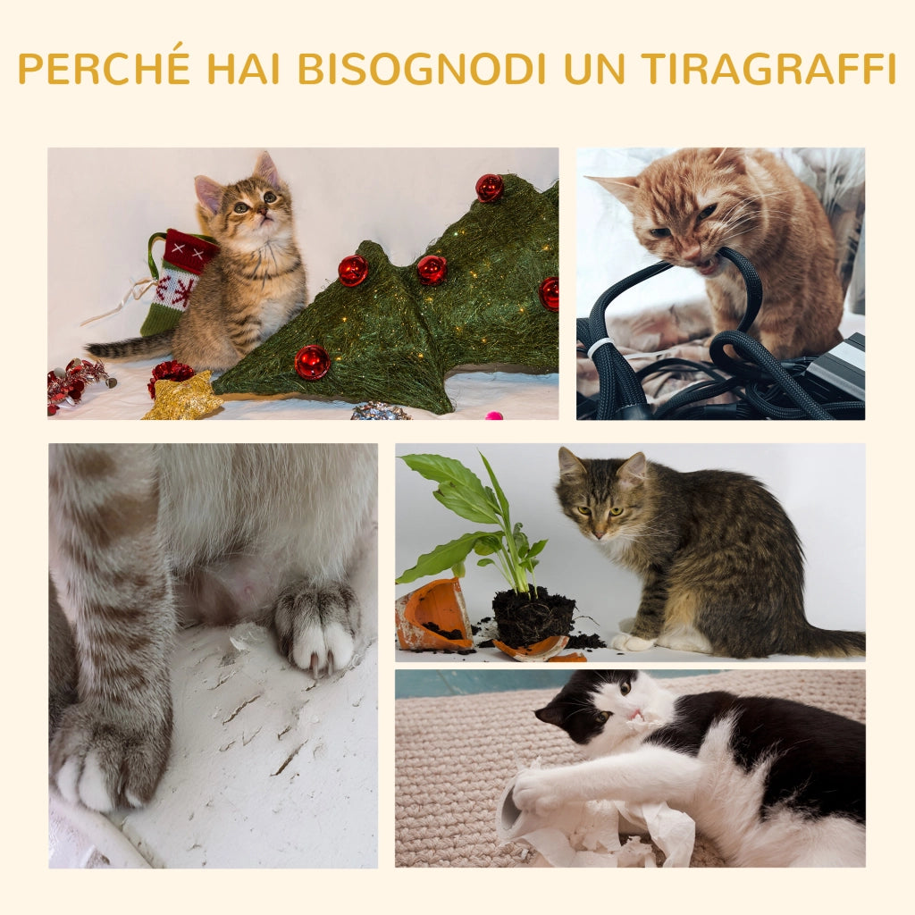 Albero Tiragraffi per Gatti Multilivello con Cucce e Amache ¨C Minimal ¨C Grigio Scuro e Bianco