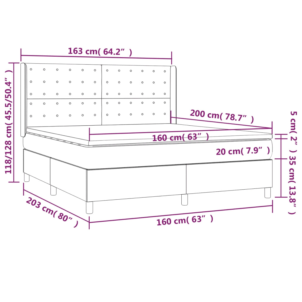 Giroletto a Molle con Materasso Rosa 160x200 cm in Velluto 3132932