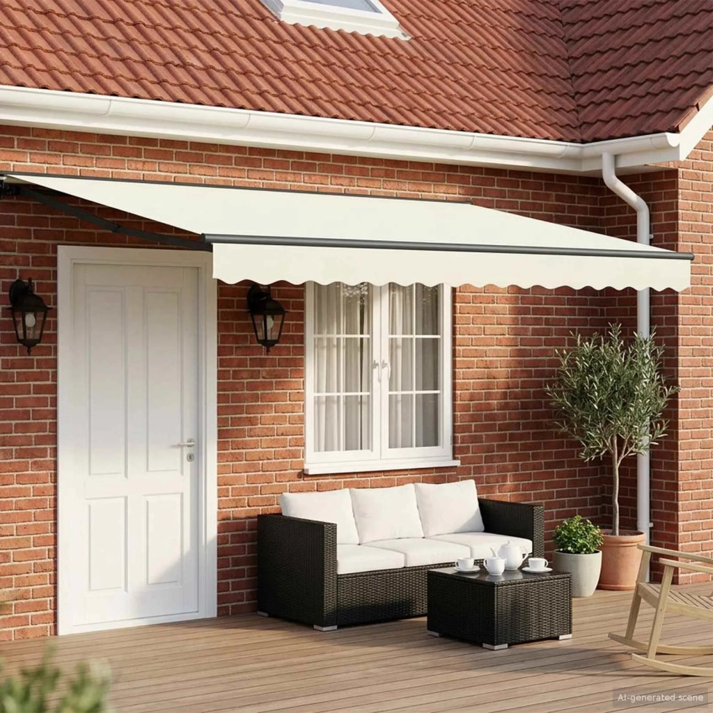 Cornice per Tenda Manuale con LED Crema e Antracite 4 × 3,5 m 3420858