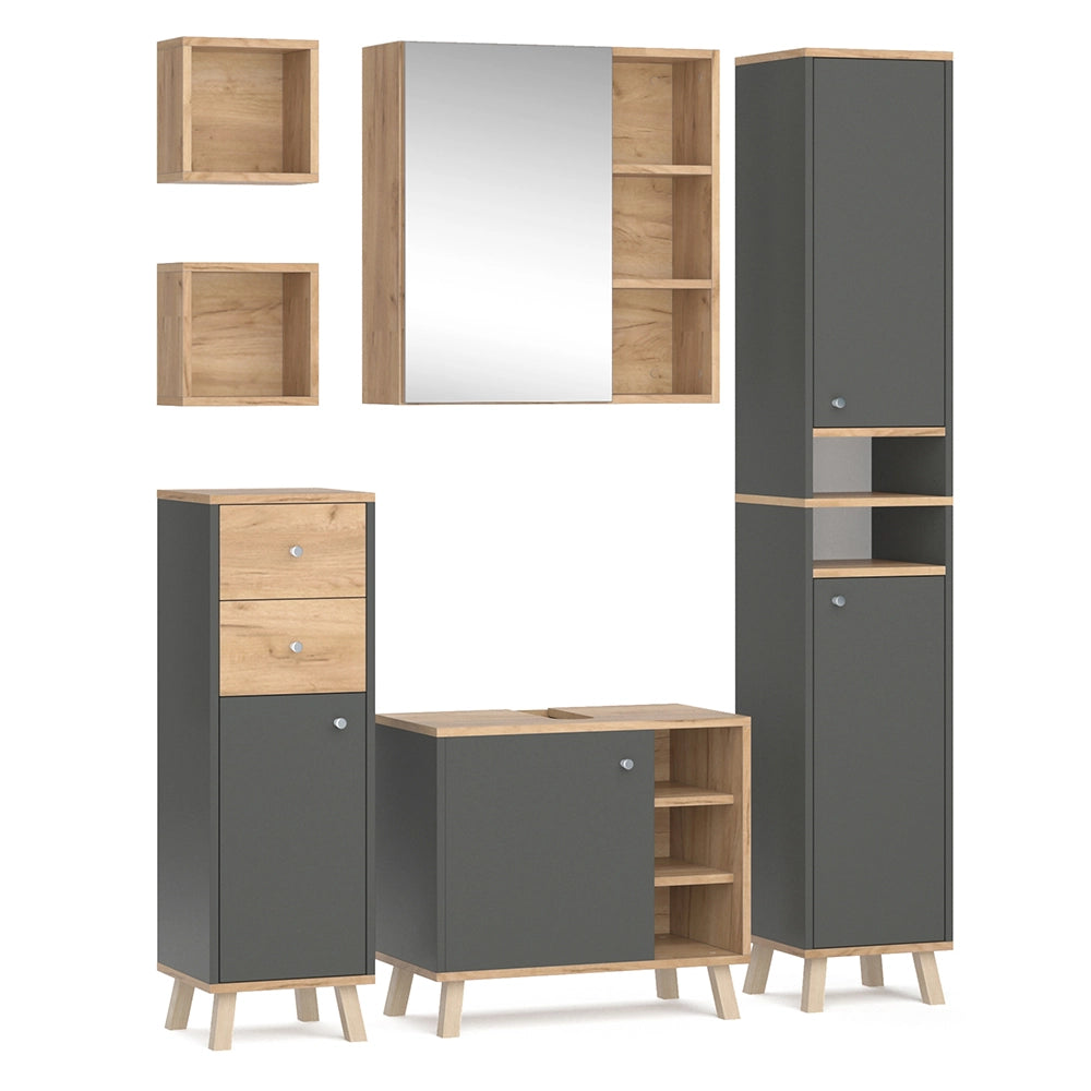 Vicco Set mobili bagno Antracite 5 parti