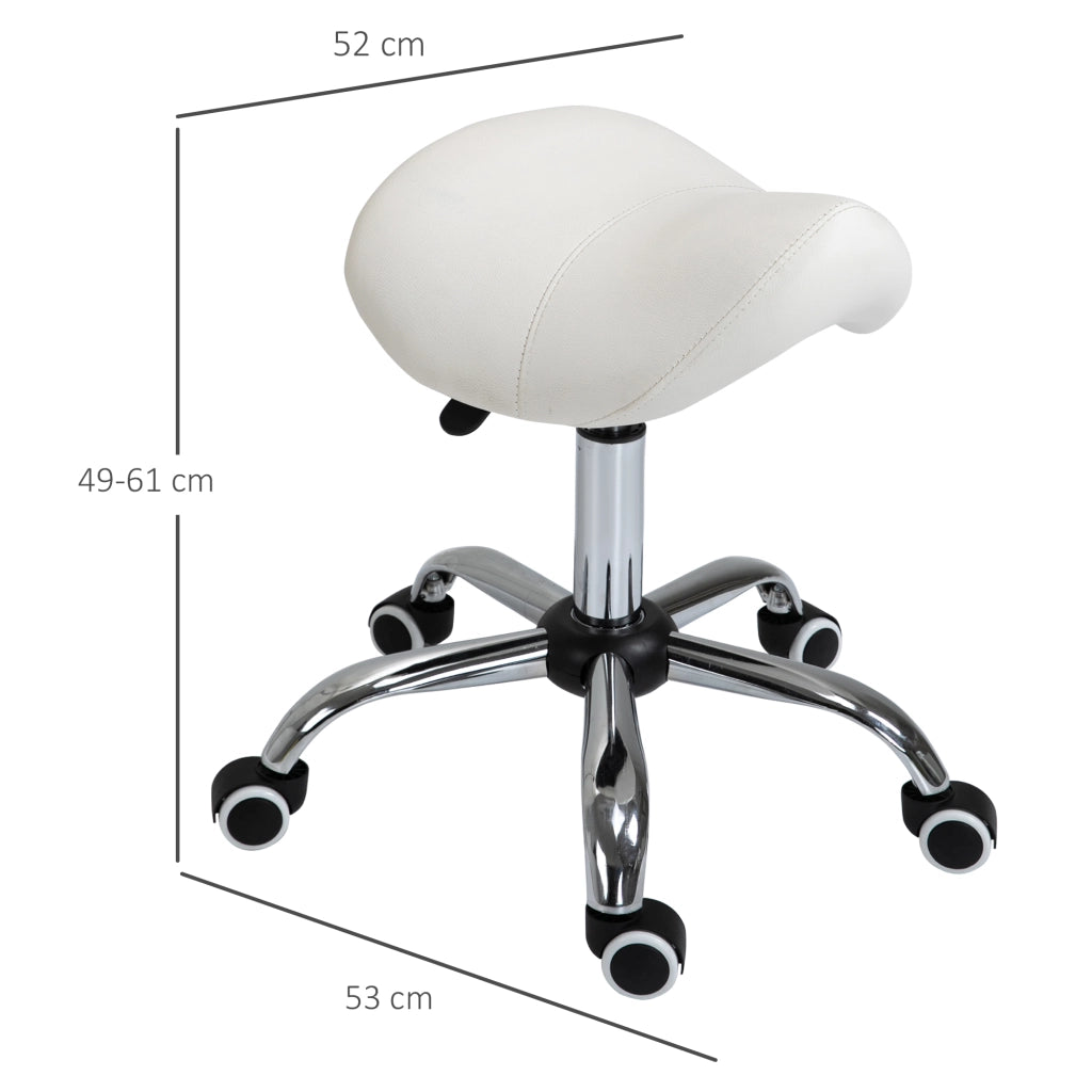 Sgabello con Ruote e Altezza Regolabile ¨C Zephmum ¨C Bianco 52x53x49-61cm