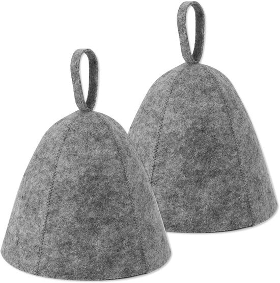 Banya Cap - 2 Pezzi - Accessori Sauna Unisex - Felpa Assorbente - Grigio - Comodo e Duraturo