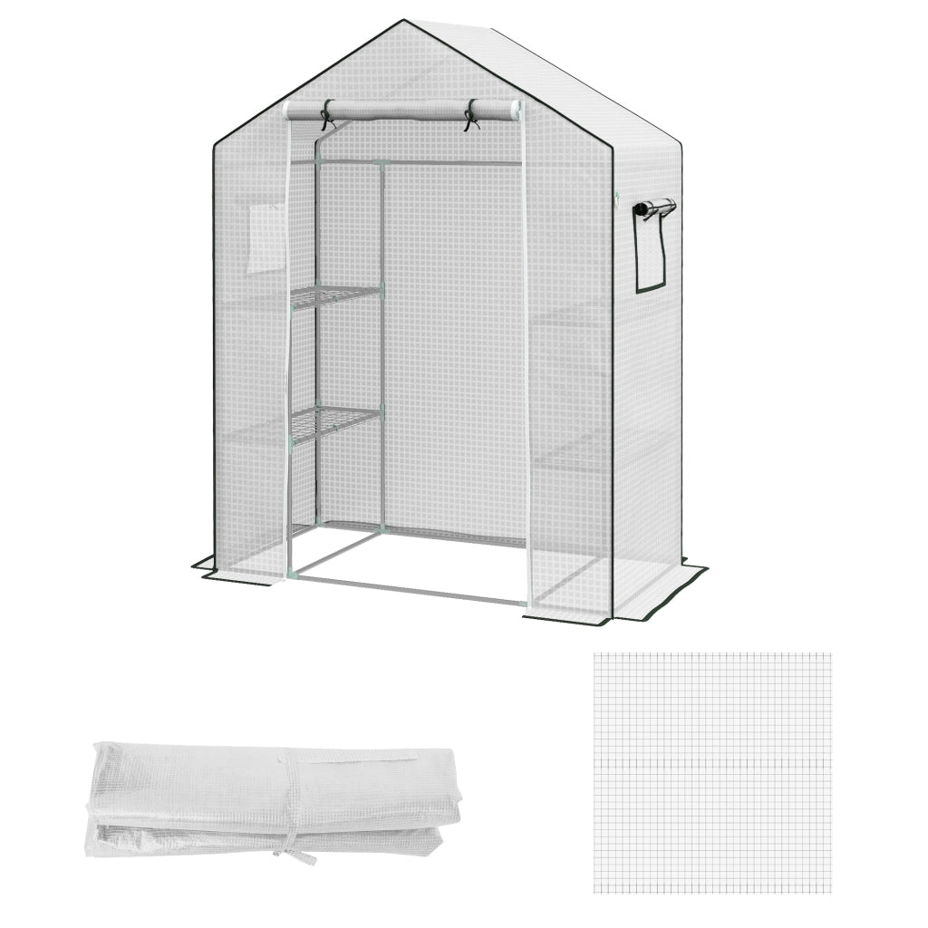 Telo di ricambio per serra da giardino ¨C Minimal ¨C 140x73x190 cm con finestra, bianco