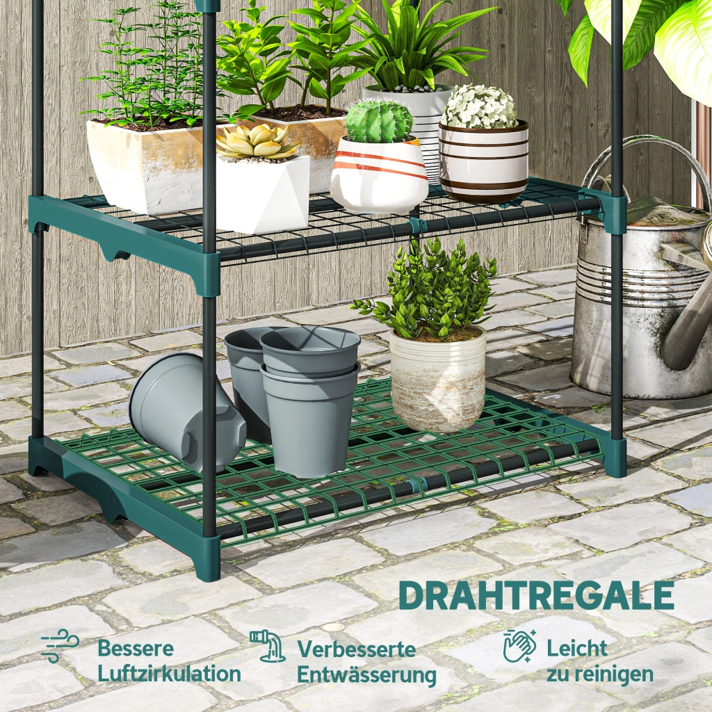 Portapiante 3 Ripiani ¨C Zephmum ¨C Verde Scuro Acciaio 72 cm
