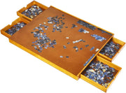 Tavolo puzzle con 4 cassetti, piattaforma puzzle fino a 1000-1500 pezzi, tavola puzzle in legno, tavola puzzle con superficie di lavoro piana, 80 x 65 cm
