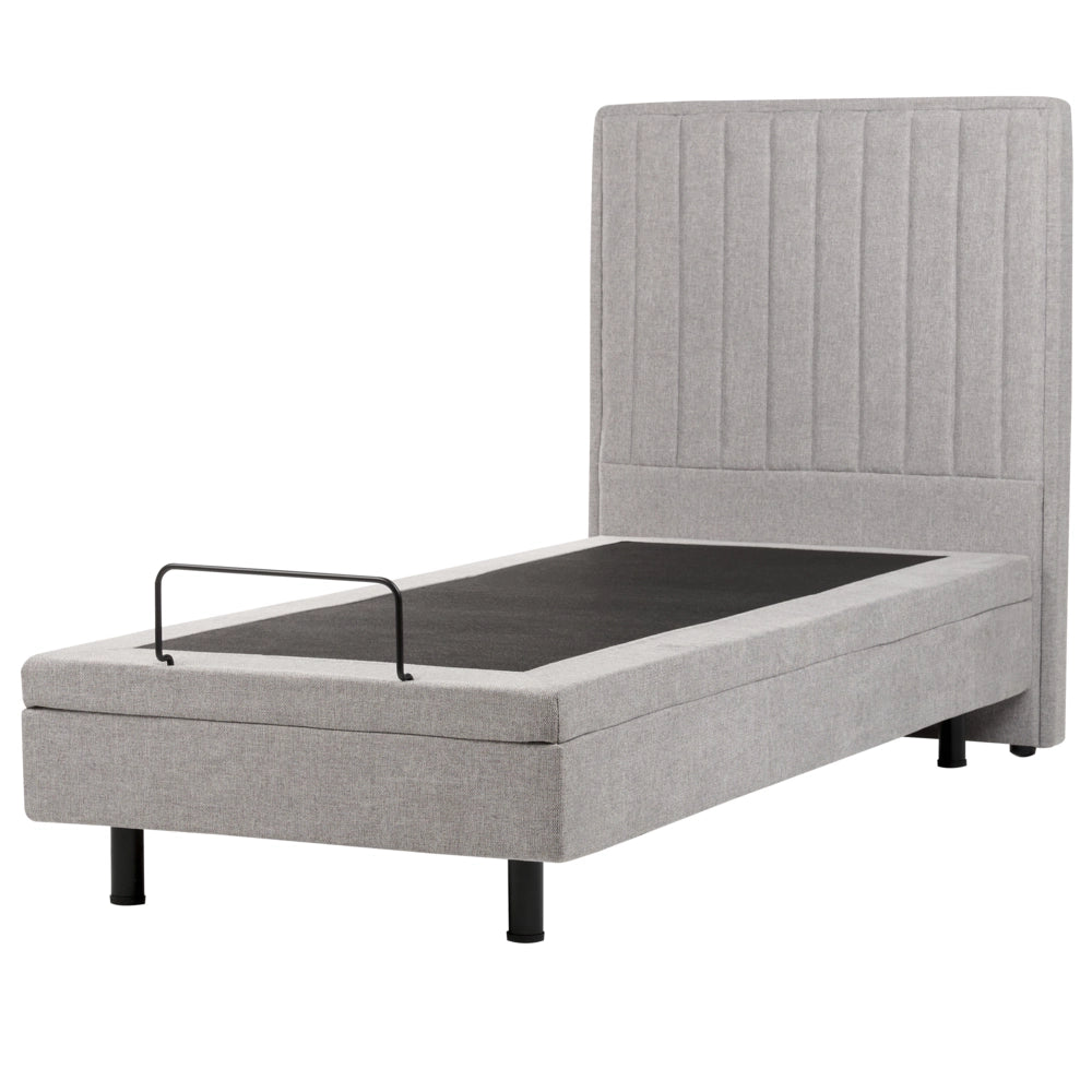 Letto Tessuto Grigio Chiaro Elettrico Regolabile con Telecomando 90 x 200 cm