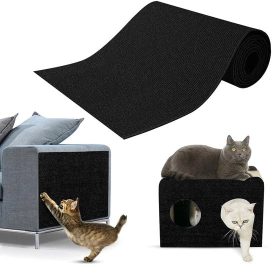 Mat per gatti - Autoadesivo, Resistente ai graffi - 1 pezzo - Nero - 30 x 100 cm