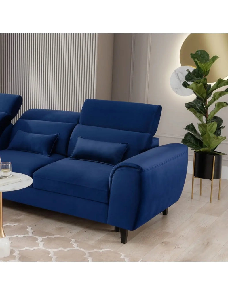 Divano ad angolo convertibile blu navy angolo sinistro 4 posti FABLE