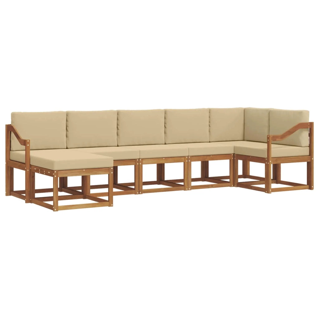 Set di divani da esterno con cuscino 7 pcs Naturale e Beige 3366726