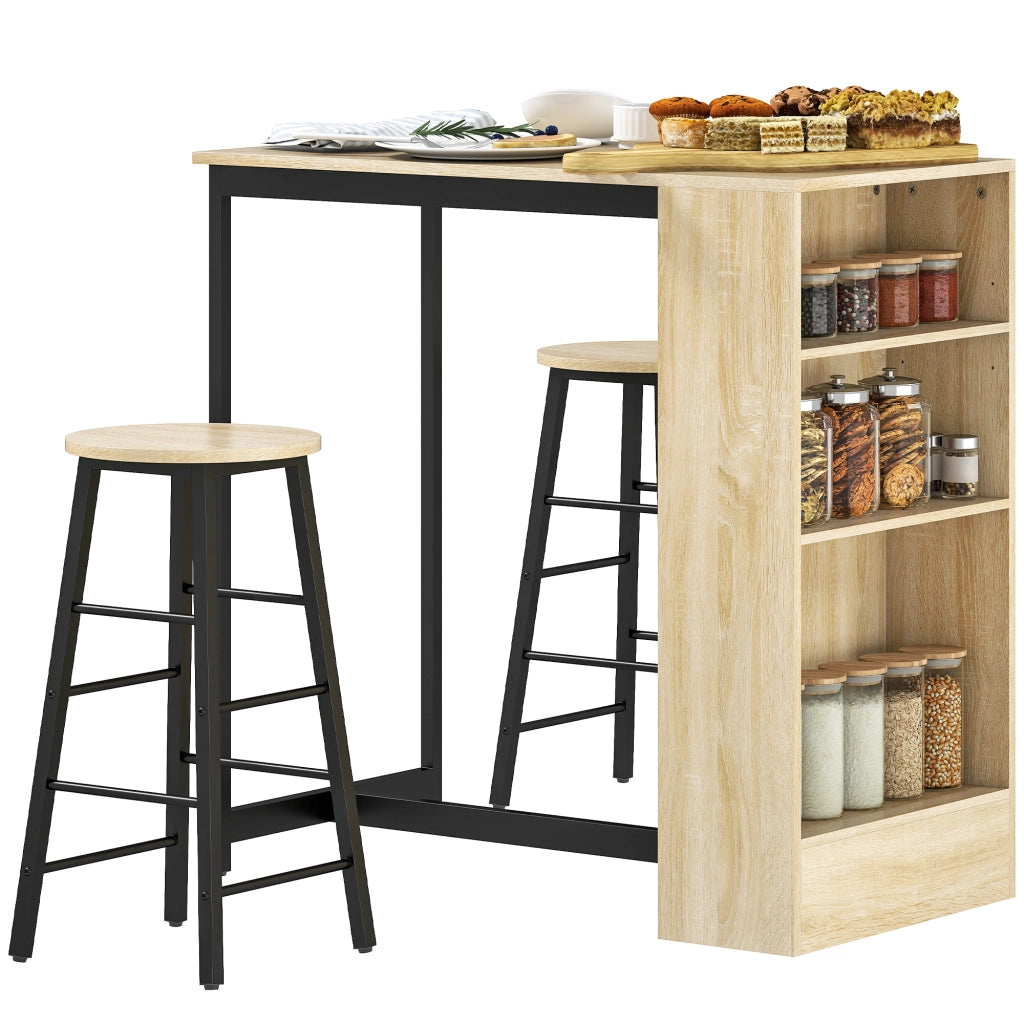 Tavolo da bar con sgabelli ¨C Minimal ¨C Quercia e nero