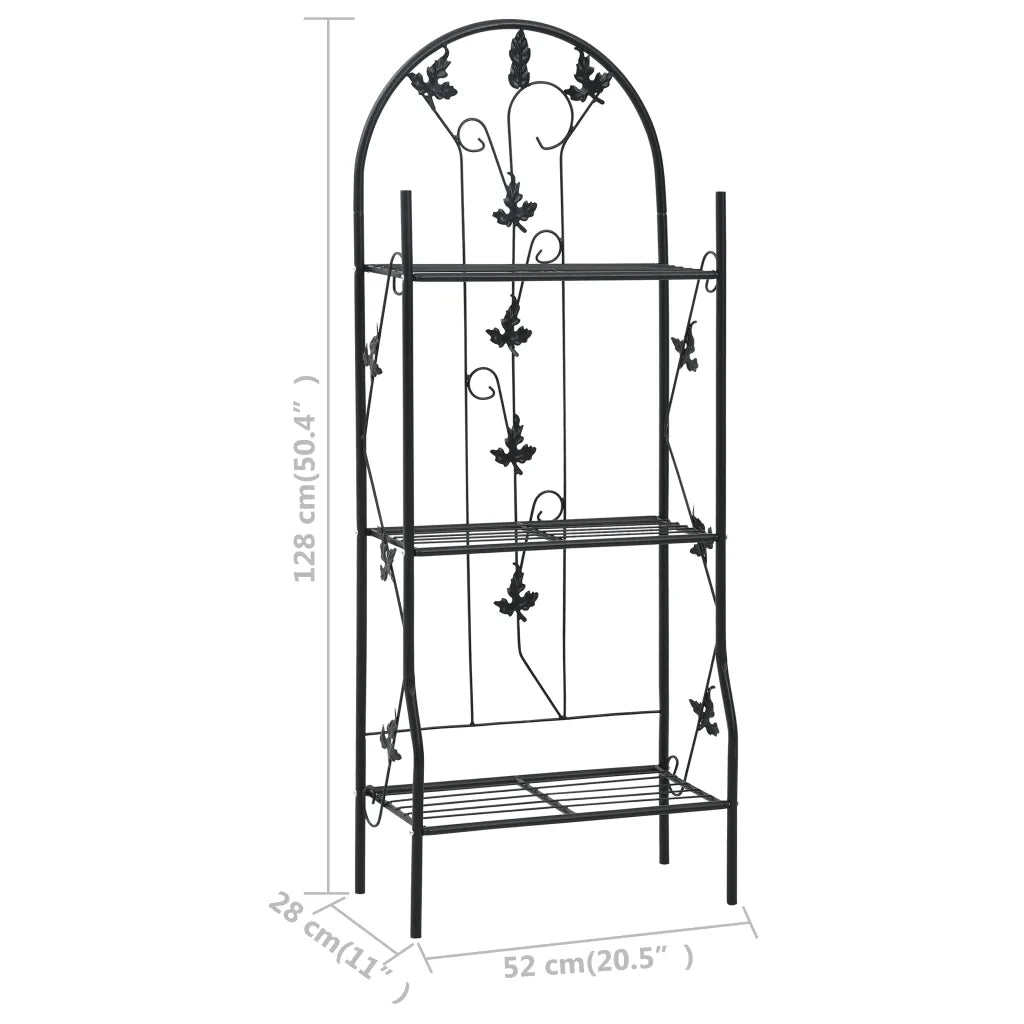 Supporto per piante | Sostegno per piante a 3 Livelli Nero 52x28x128 cm in Ferro