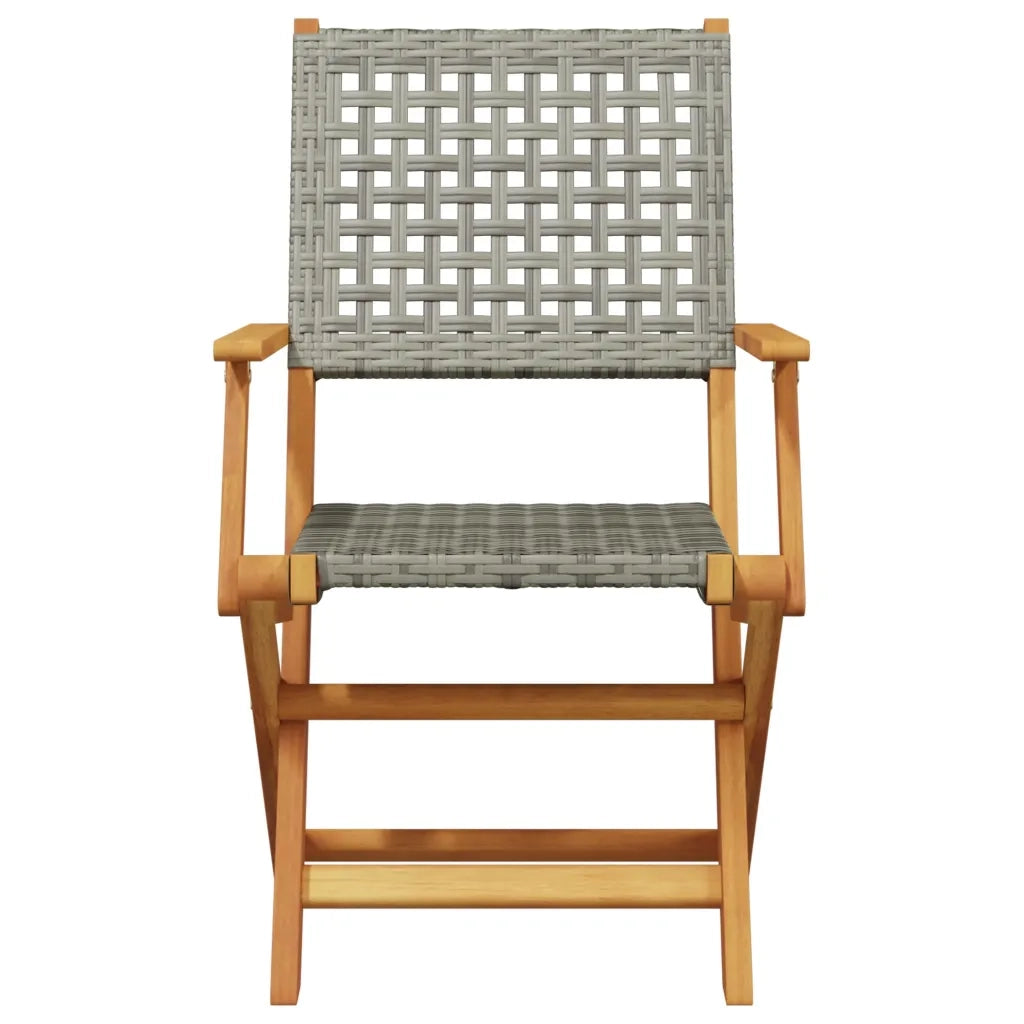 Set Pranzo da Giardino 5pz Grigio Polyrattan e Legno Massello 3281815