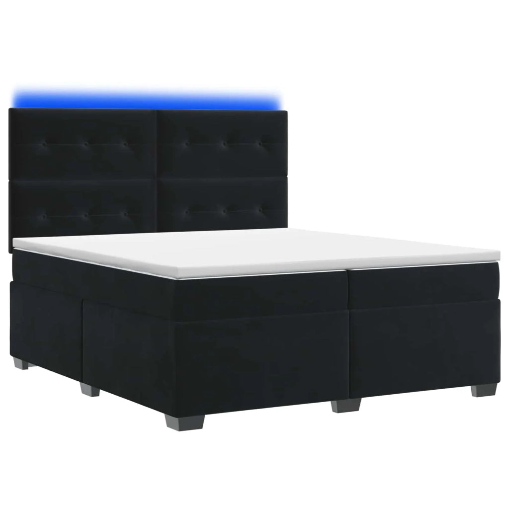 Letto box spring con materasso Nero 200 x 200 cm Velluto 3455176