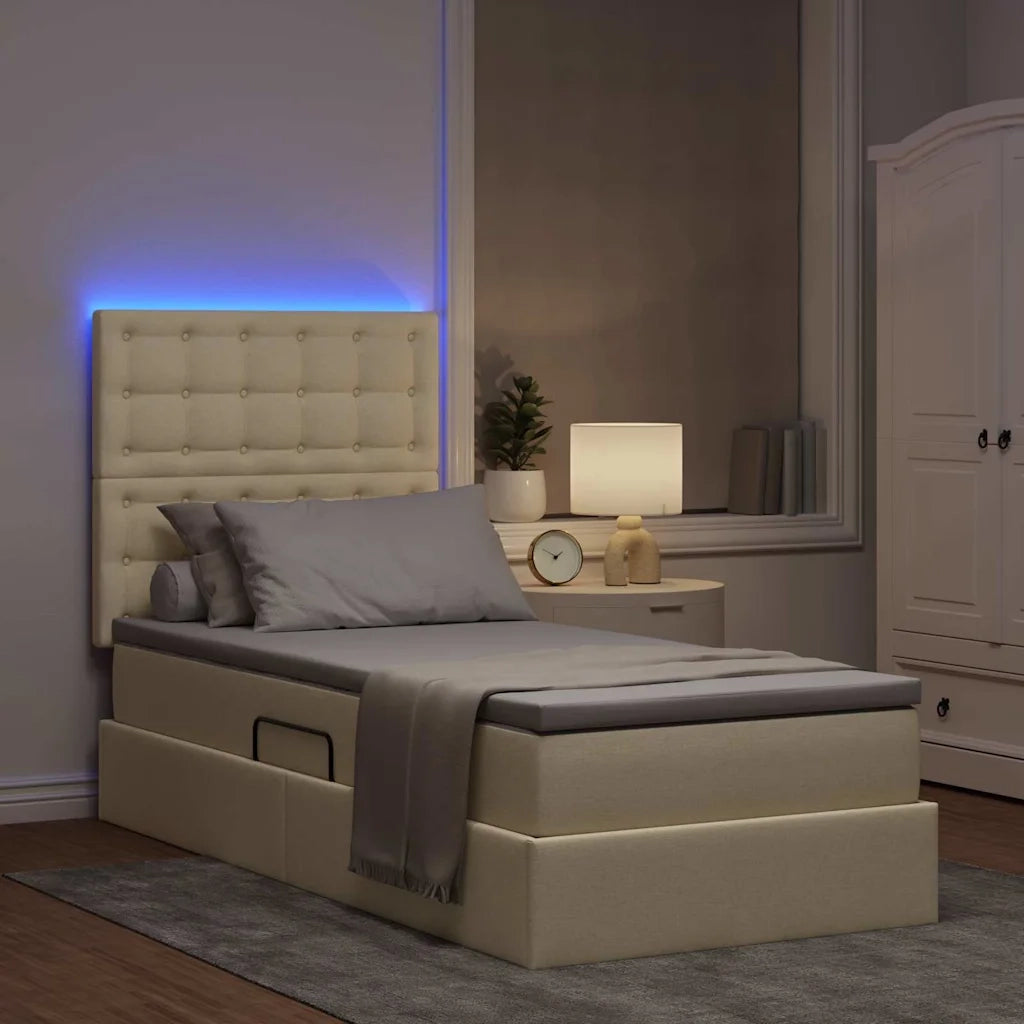 Letto con contenitore e LED Crema 90 x 200 cm Poliestere 3372520