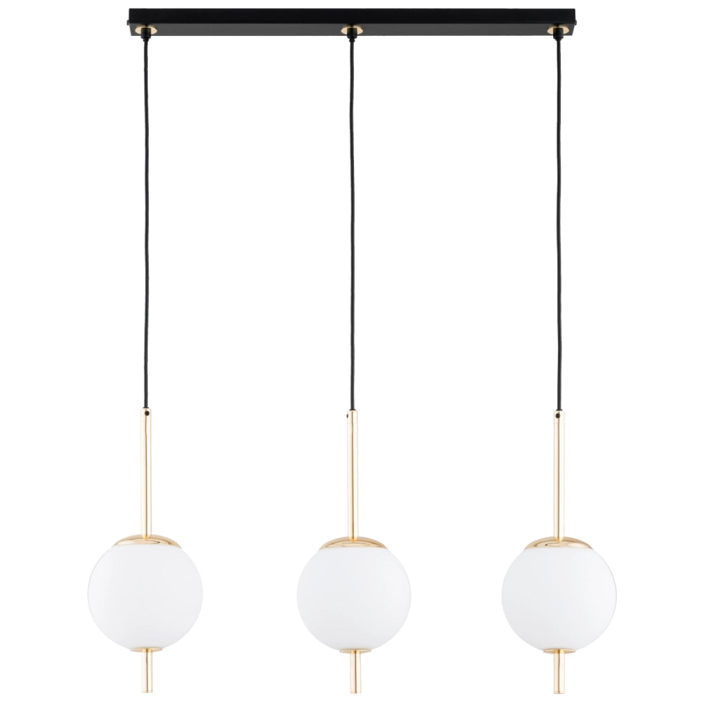 Lampada sospensione Alfa DIORA nera oro 3 globi E14
