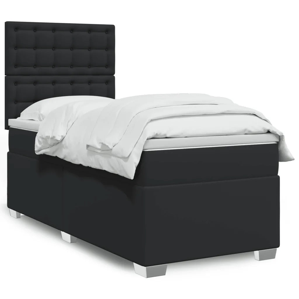 Giroletto a Molle con Materasso Nero 80x200 cm in Similpelle