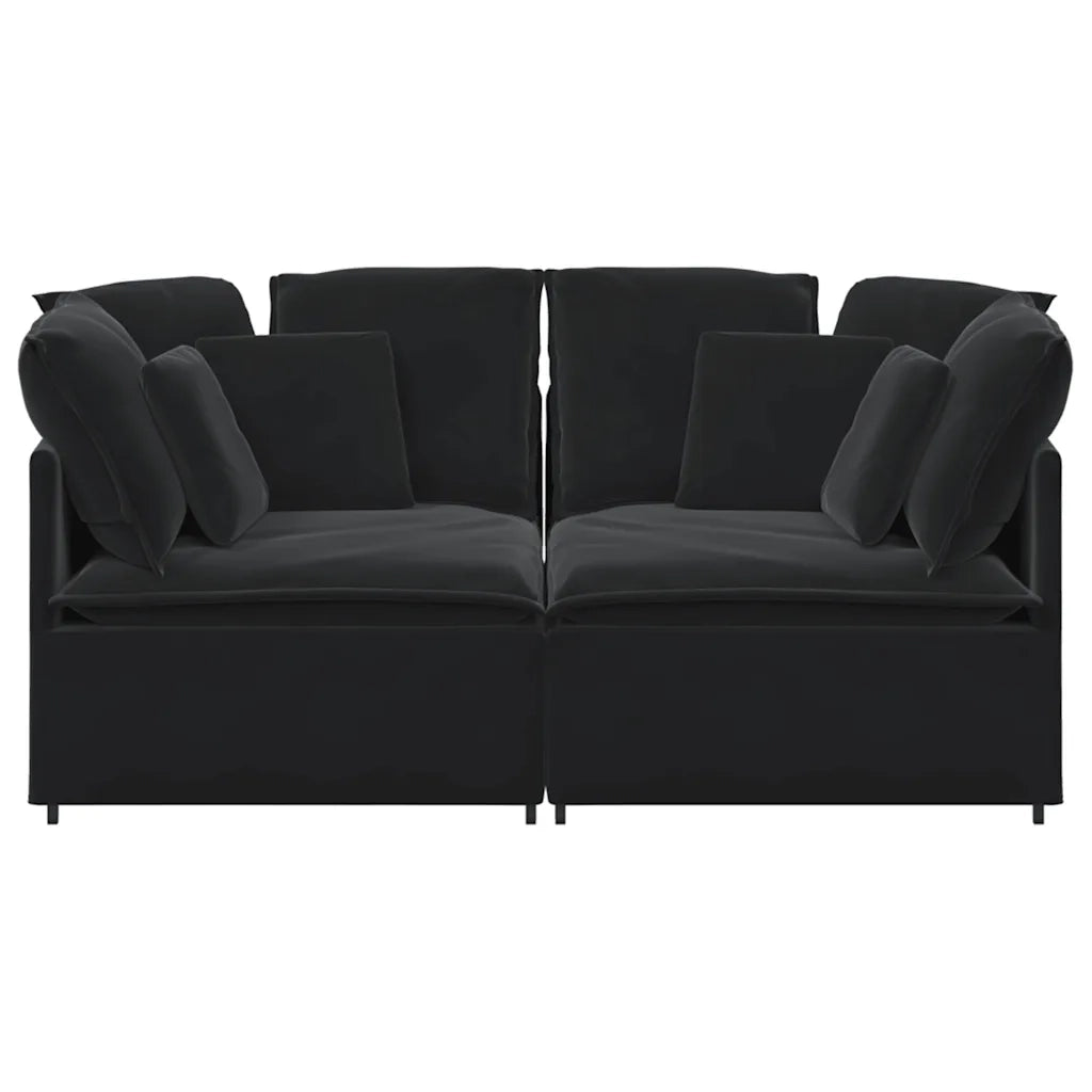 Divano Modulare con Cuscini in Velluto Nero 3321254