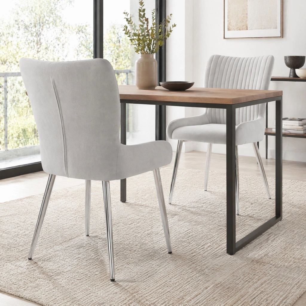 Set di 2 sedie da pranzo in velluto grigio con gambe in metallo, comode e facili da montare