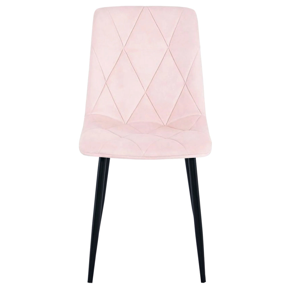 Sedia Libra in Velluto Rosa Cipria con Gambe Nere